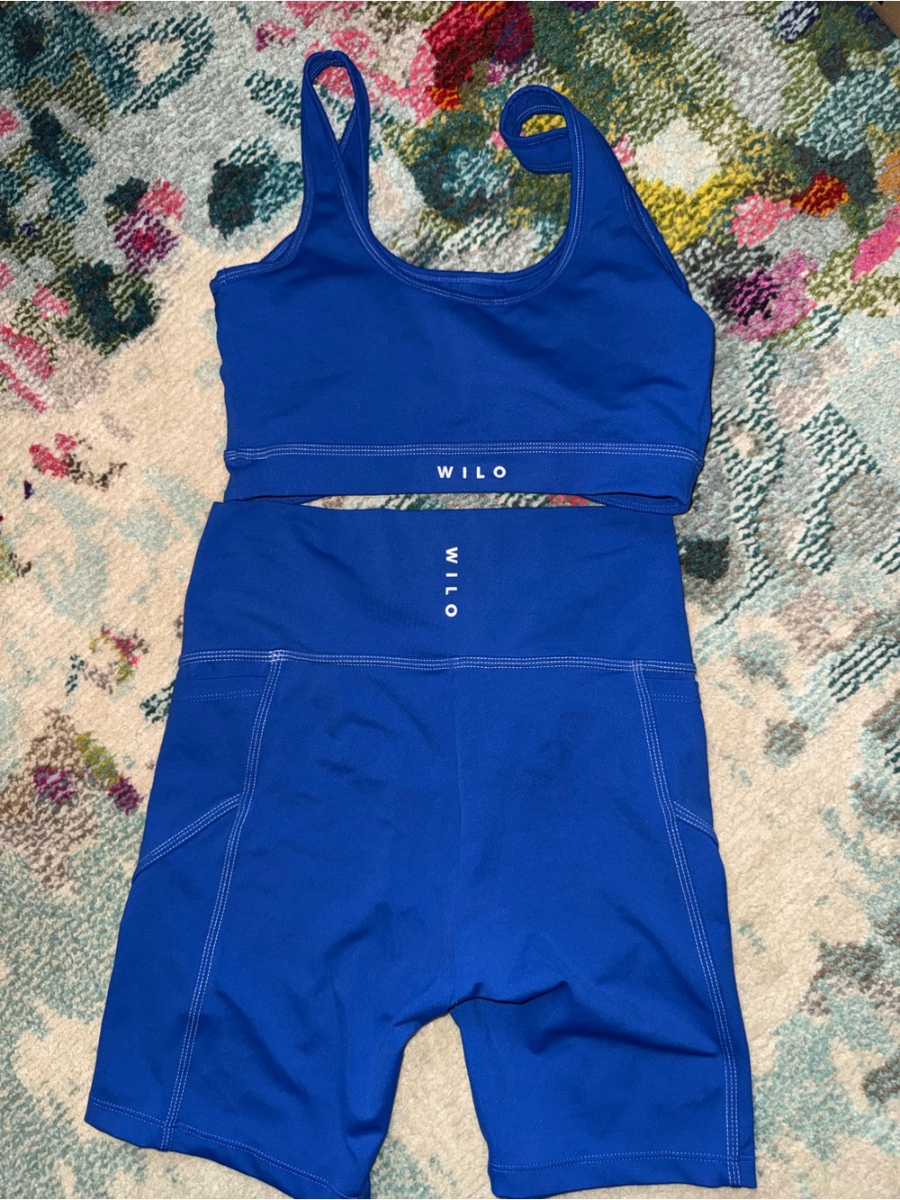 WILO Sports Bra and Biker Shorts Set - Royal Blue